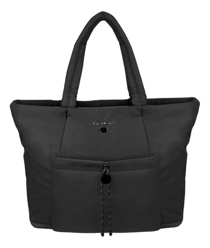 Cartera Tote Las Oreiro Mujer Urbana Liviana Elegante Color Negro Diseño de la tela Liso