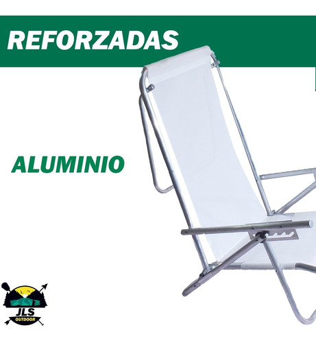 Reposera Silla Posta 5 Posc Aluminio 7/8 Pileta X 2 Unid