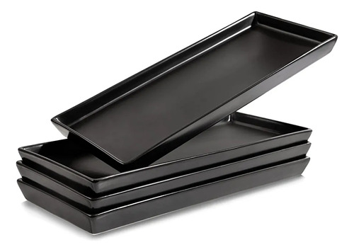 Bandeja Plato Rectangular Negro Melamine 