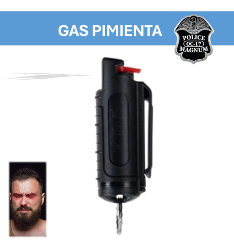 Gas Spray Pimienta Negro Llavero C/ Giro Seguridad Defensa