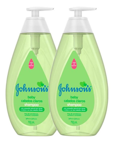 Kit C/ 2 Shampoo Johnson's Baby Cabelos Claros 750ml