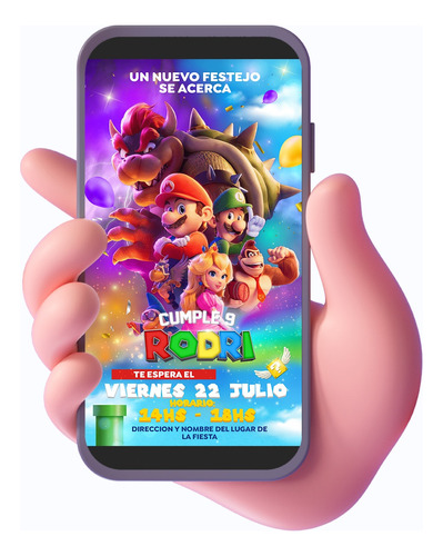 Tarjeta Invitación Cumpleaños Super Mario - Digital