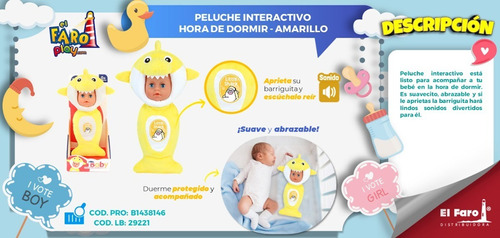 Peluche Interactivo Hora De Dormir Amarillo