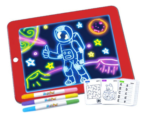 Tablet Dibujo Luz Led Magic Pad+6 Marcadores Con30plantillas