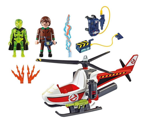 Figura Para Armar Playmobil Ghostbusters Venkman Helicóptero