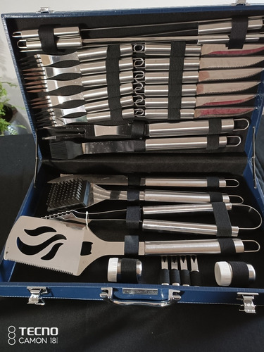 Imagen 5 de 5 de Juego De Parrillero De 28 Piezas De Acero Inox Firenze Italy