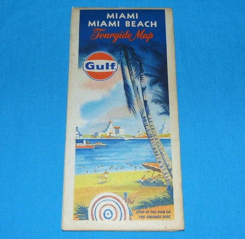 Antigua Guía De Calles Miami Beach Gulf Tourgide Mapa 1968