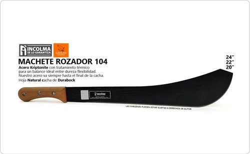 Imagen 1 de 3 de Machete Rozador De 24 Incolma Gavilán 104 Mango Durawood