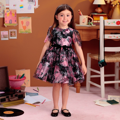 Imagem 2 de 3 de Vestido Festa Infantil Romantic Black Petit Cherie 22286
