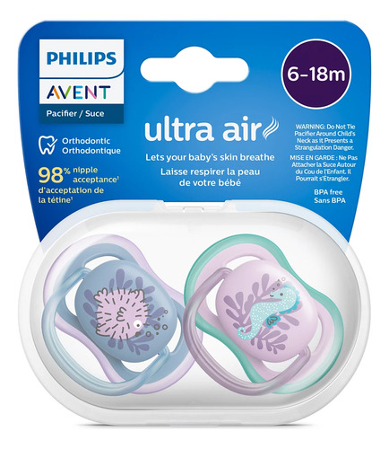 Chupete Ultra Air 6 A 18 Meses 2u Scf085/61 Avent