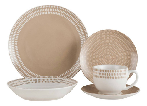 Juego De Loza 30 Piezas Beige