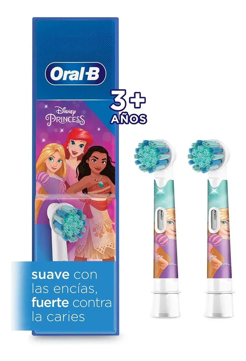 Repuesto para Cepillo Eléctrico Oral-B Disney Princesas, Suave con las Encías Fuerte contra las Caries, 2 Unidades