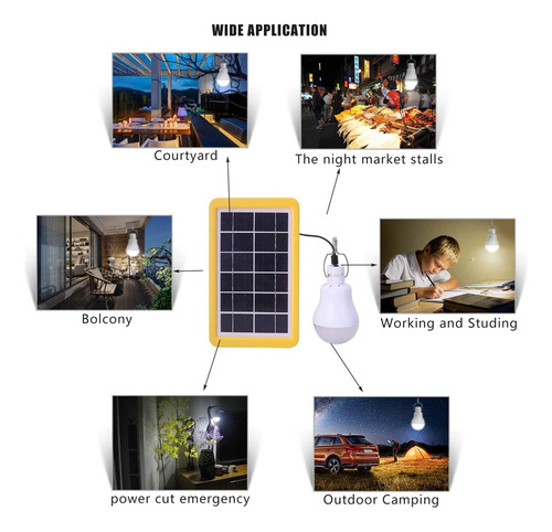 Lámpara Solar, Bombilla Led Portátil, Panel Solar, Luces Led