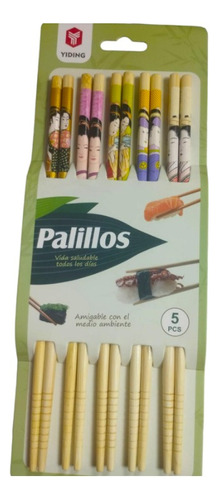 Palillos Chinos Sushi Bambú 5 Pares ,  24 Centímetros Largo 