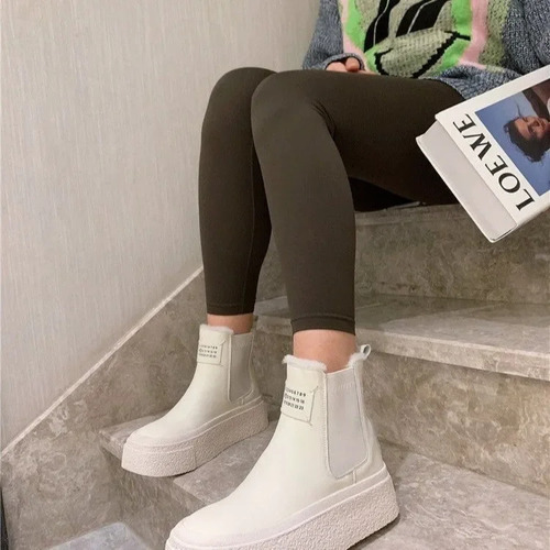 Botas De Nieve Cálidas De Algodón Con Forro Polar Para Mujer