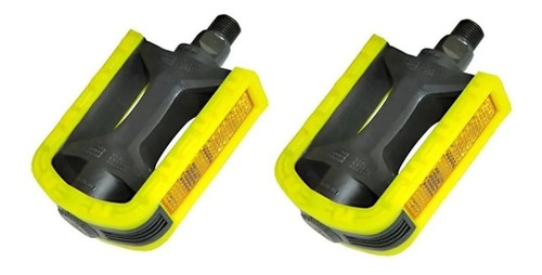 Par Pedal Bicolor Rosca Fina 1/2 Bike Reforçado Varias Cores Cor Amarelo