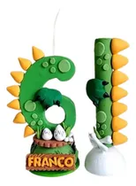 Comprar Vela Temática Dinosaurios Con Nombre Porcelana Fría +bengala