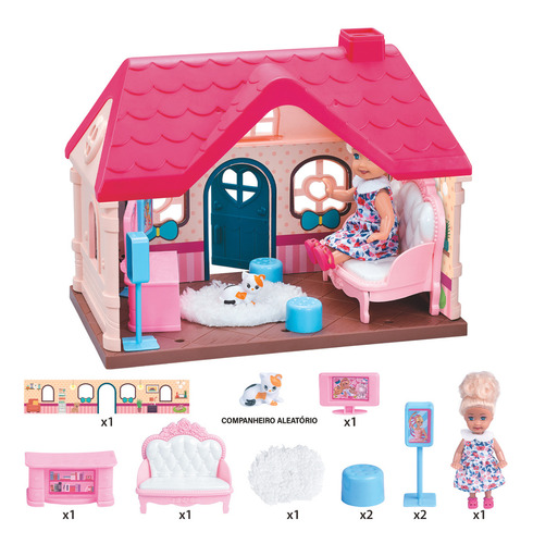 Camewin Casinha De Boneca Castelo Da Princesa Pet Parlour Com 1 Boneca 18.5*15*24.5cm