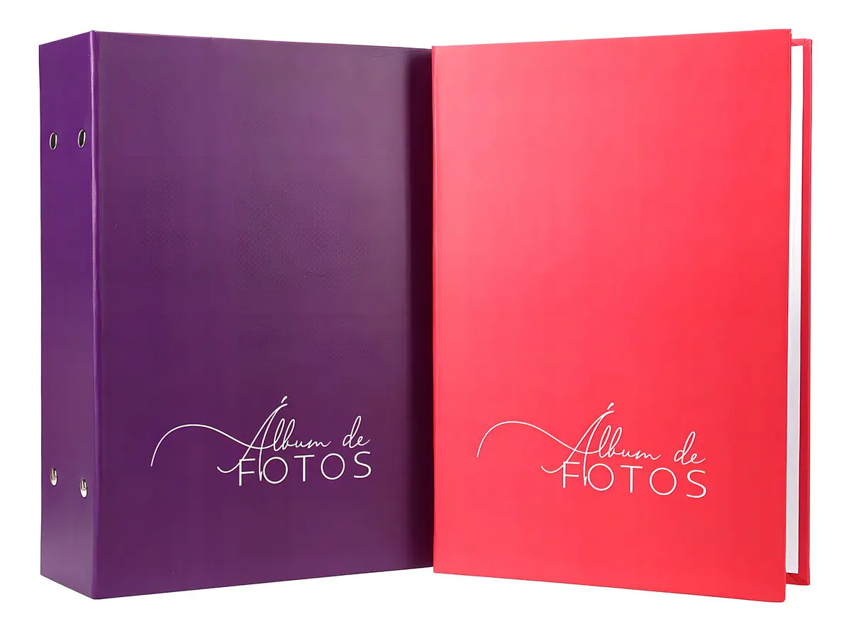 Álbum Fotográfico Lb 512 Fotos 10x15 Capa Dura Kit 2 Unidades Rosa Roxo