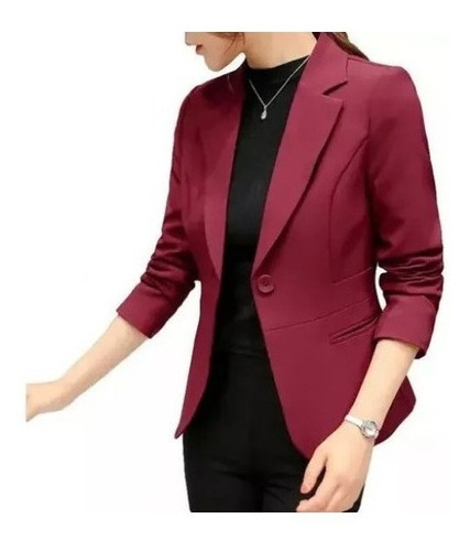 Blazer Mujer Moda Casual Color Sólido Manga Larga A