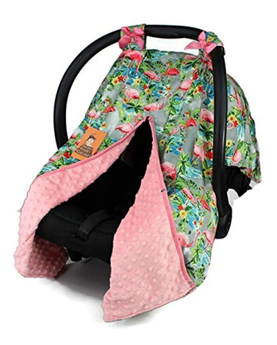 Dear Baby Gear Baby Car Seat Canopy, Tropical Flamingos Hibi