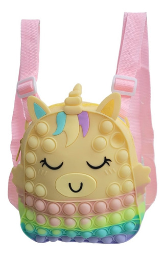 Mochila Pop It Unicornio Suave Relajante Anti Estres Lila