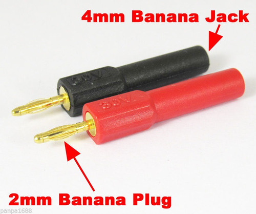 2pcs 4mm Seguridad Banana Jack Hembra Oro 2mm Plátano Macho 