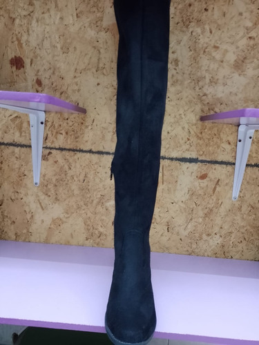 Botas Largas Para Dama Lycra Ajustable Tacón Pequeño