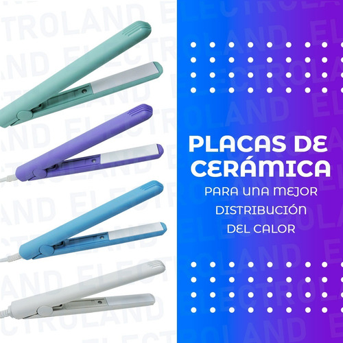 Imagen 4 de 10 de Mini Planchita De Pelo Ceramica Viaje Estuche Colores Oferta