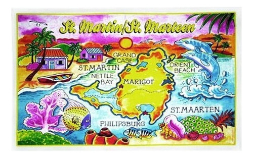 St.martin/st.maarten Map Cotton Tea Kitchen Towel 19  X 30