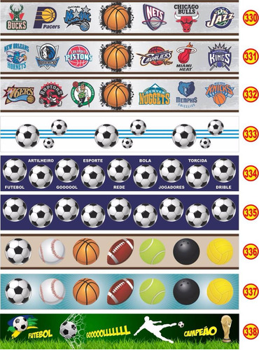 03 Adesivos Parede Border Futebol Basquete Nba