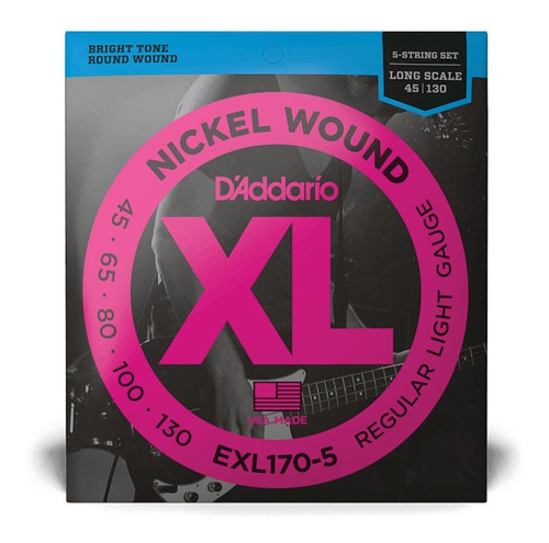 Encordoamento Baixo Daddario 5 Cordas 045 Exl170-5 Nickel