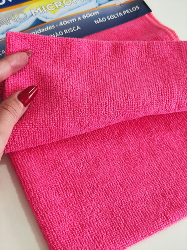 2 Panos Microfibra Flanela Limpa Vidro Carro 40x60cm full Cor Pink
