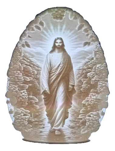 Escultura Pascuas Original De Jesucristo Litofania Oferta Blanco