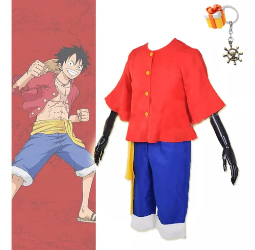 Full Set Anime Cosplay Luffy Cosplay Costume With Red Kimono And