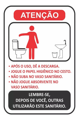 Kit 3 Placas Sinalização Aviso Sanitário Banheiro Feminino