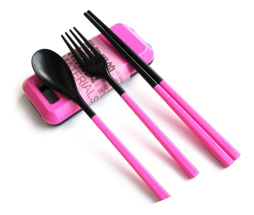 Set Palillos Cuchara Tenedor En Estuche Portatil Bento Kit