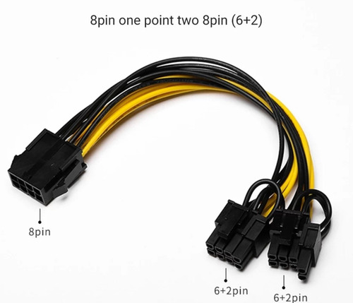 Imagen 7 de 8 de Cable Alimentación Pci-e 8 Pin A Doble 8 (6+2) Pci-e Riser