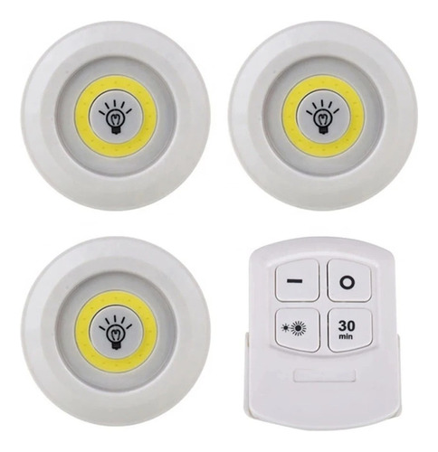 3 Focos Led Closet Cocina Pasillo Multiuso Control Remoto