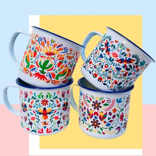 Imagen 2 de 4 de 6 Tazas De Peltre Diseños Mexicanos Tenangos
