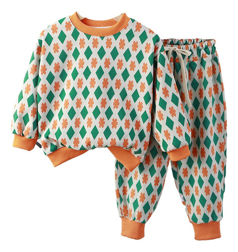 2 Pcs Conjunto Casual Algodón De Sudadera Cuadros Para Niños