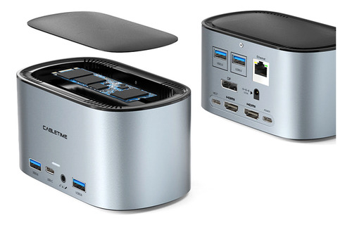 Dock Station 13 Em 1 Usb C Dp Hdmi 4k Rj45 M.2 Ssd Cabletime 110v