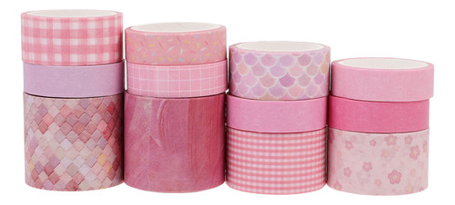 Juego De Etiquetas Adhesivas Washi Tape Simples, 12 Rollos