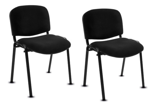 Imagen 1 de 8 de Silla Apilable Oficina Fija Tapizada Pack X2 Unidades Tela/ecocuero A Eleccion + Envio Gratis C/ Garantia