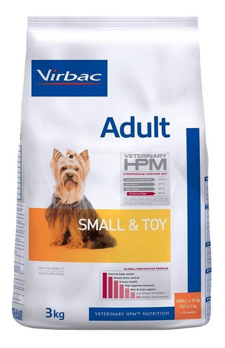 Imagen 1 de 4 de Alimento Virbac Veterinary HPM Small and Toy para perro adulto de raza  mini y pequeña sabor mix en bolsa de 3kg