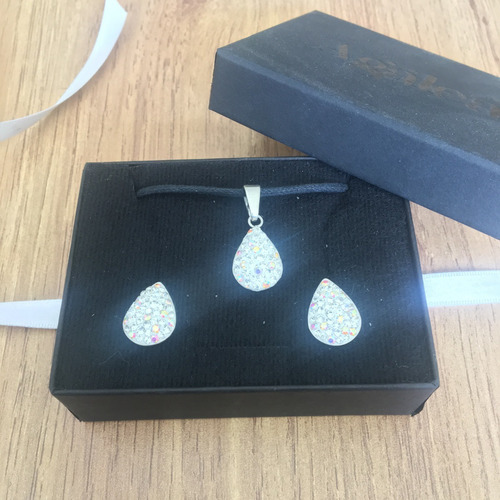 Dije Y Aretes De Plata 925 Cristal Mujer Agálea Joyería