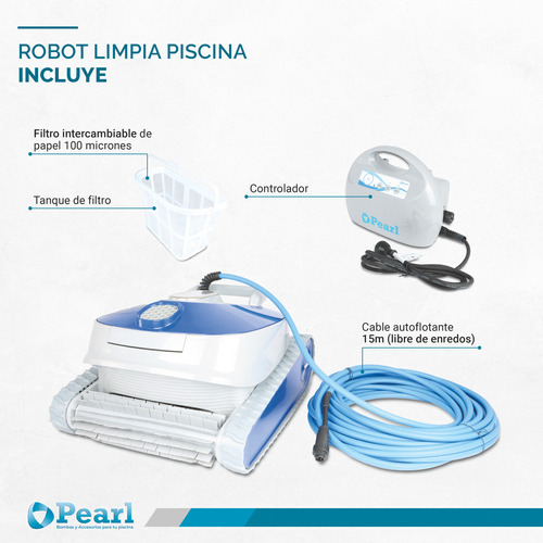 Robot Barrefondo Limpia Piscina Pearl Color Celeste