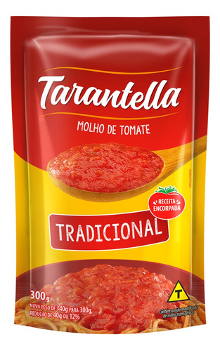 Molho de Tomate Tradicional Tarantella sem glúten em sachê 300 g