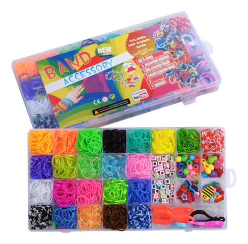 Kit De Pulsera De Goma Arcoíris Hecha A Mano Para Niñas