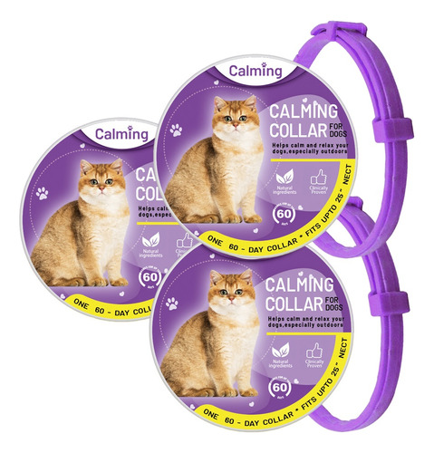 3×collar Calmante Antiestrés Para Gatos, Feromonas Ajustab